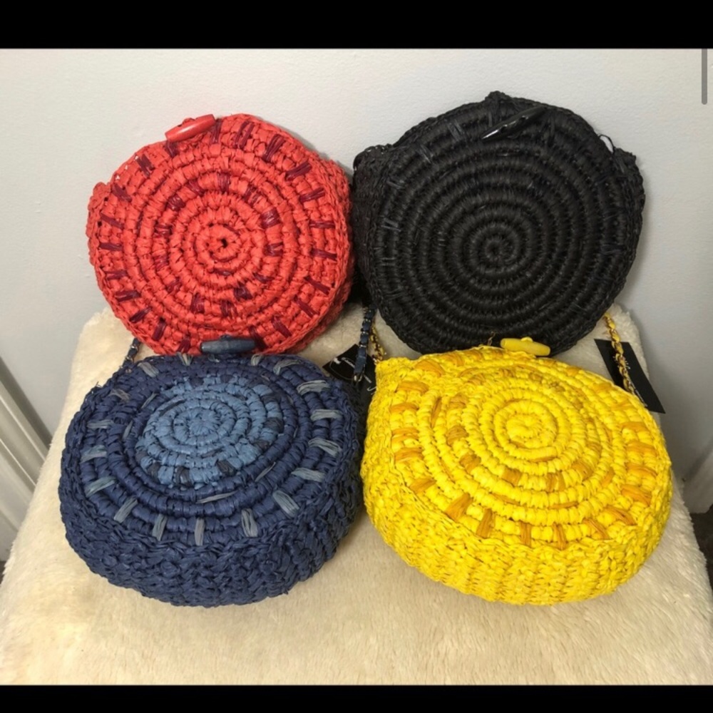 INC Straw Circle Crossbody-Navy - Picture 1 of 4
